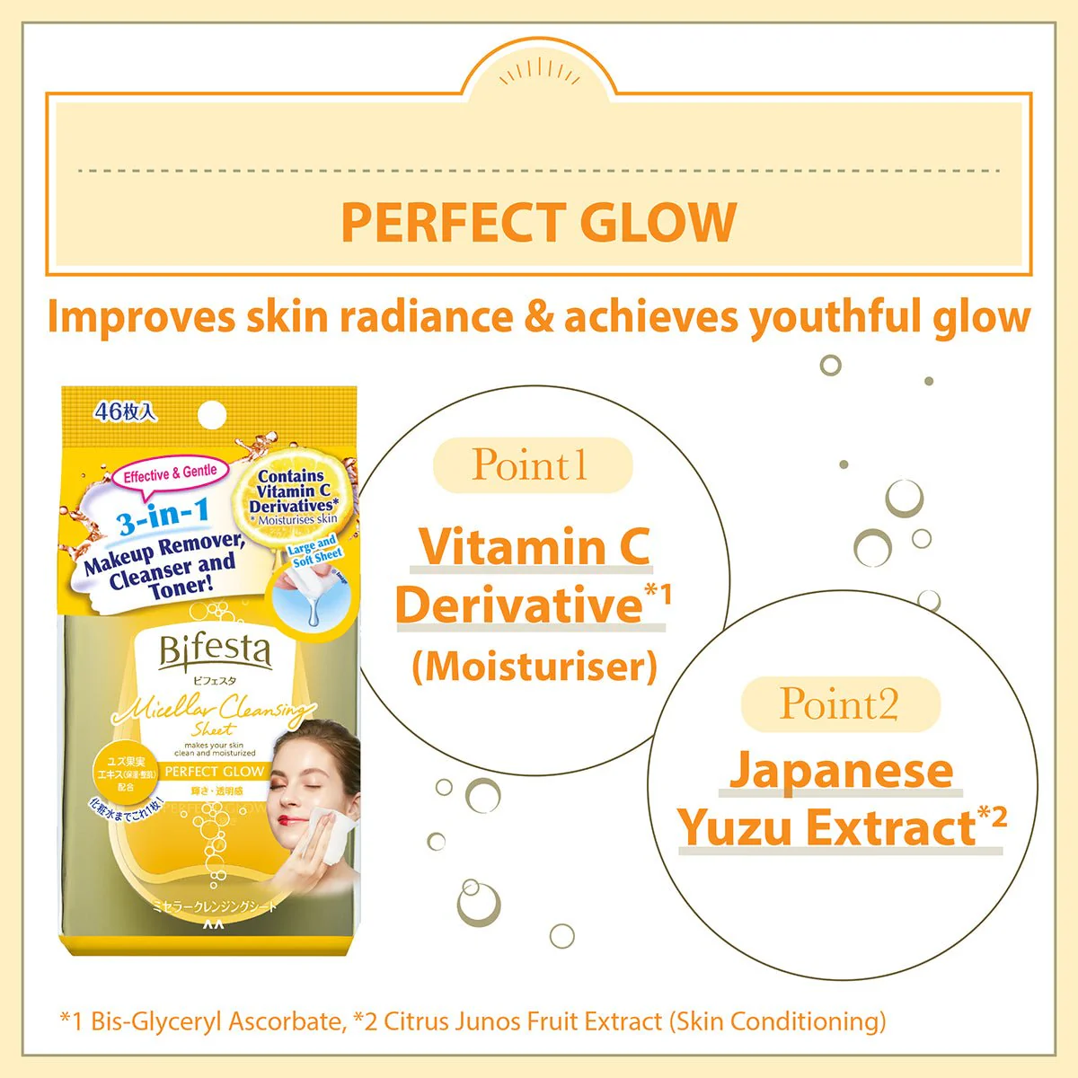 BIFESTA Micellar Cleansing Sheet Perfect Glow 46pcs - Image 4