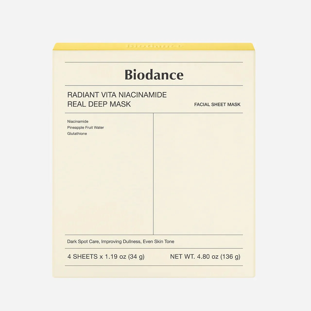 Biodance Radiant Vita Niacinamide Real Deep Mask (Yellow) - Image 3