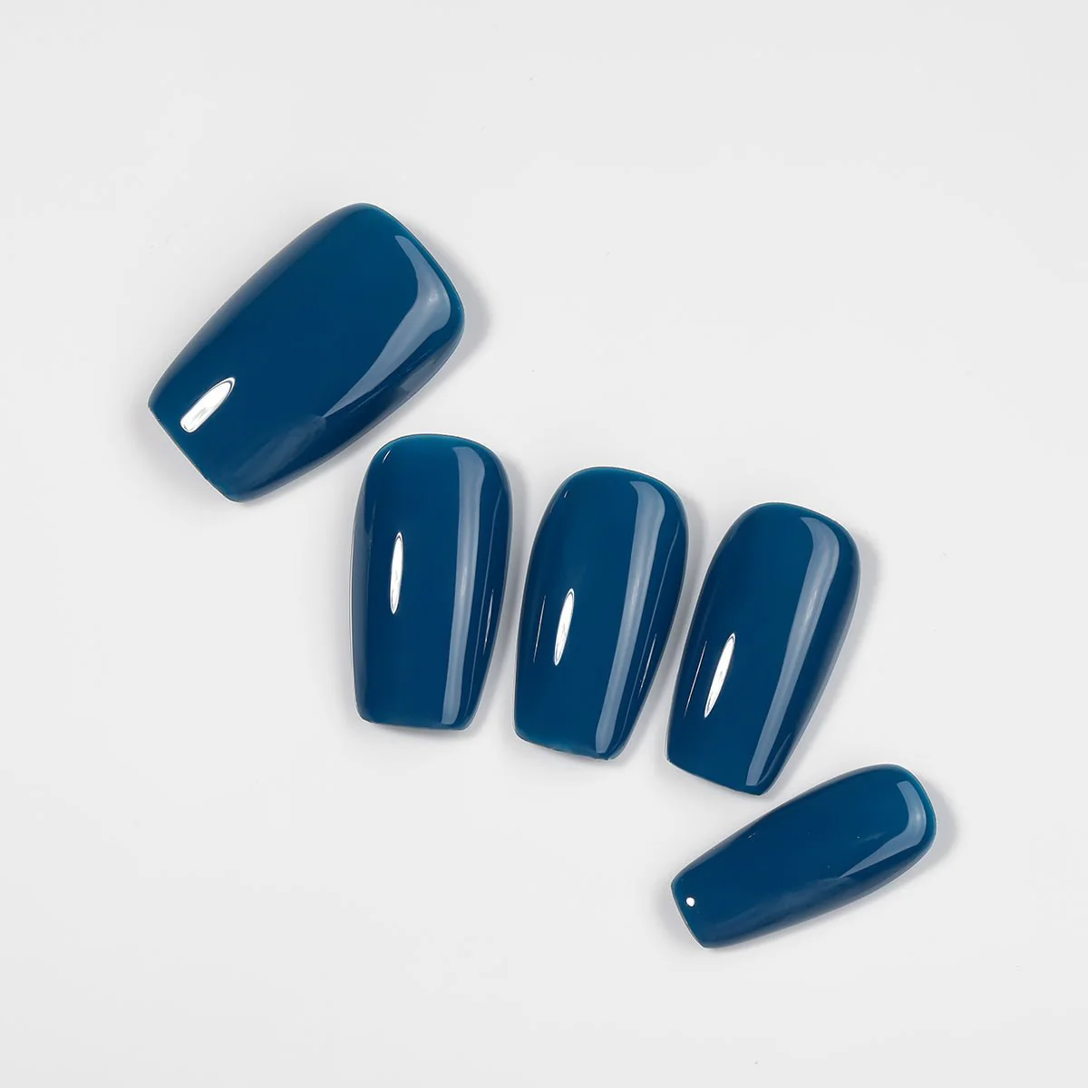 Kiokii Handmade Press-On Nails-Glossy Azure Elegance - Image 3