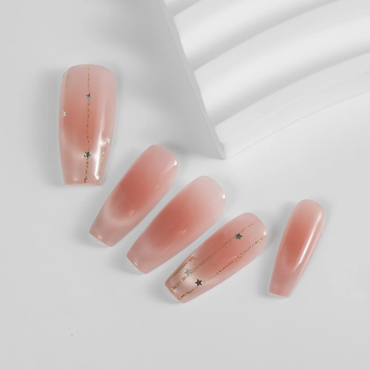 Kiokii Handmade Press-On Nails-Nude Color Stardust - Image 2