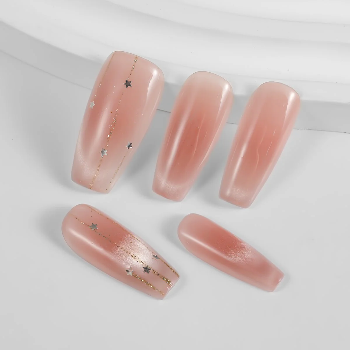 Kiokii Handmade Press-On Nails-Nude Color Stardust - Image 3