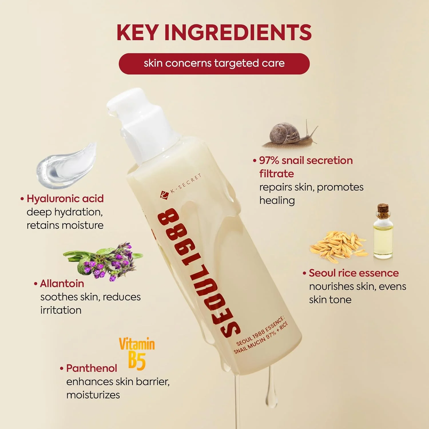 KSECRET SEOUL 1988 Essence: Snail Mucin 97% + Rice 100ml - Image 2