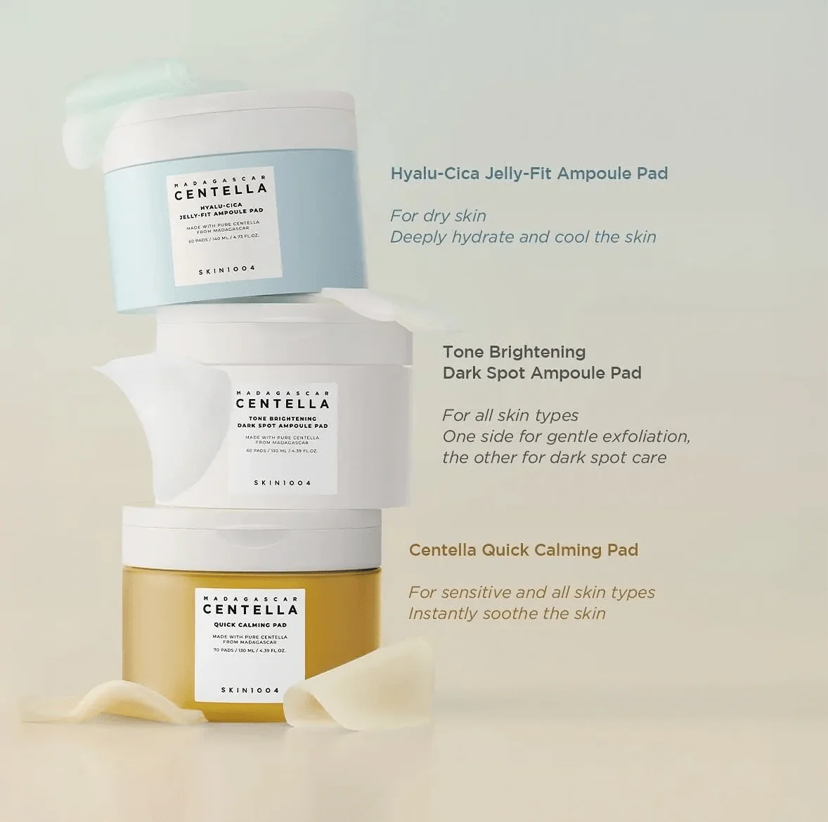 SKIN1004 Madagascar Centella Hyalu-Cica Jelly-Fit Ampoule Pad 60pads - Image 3