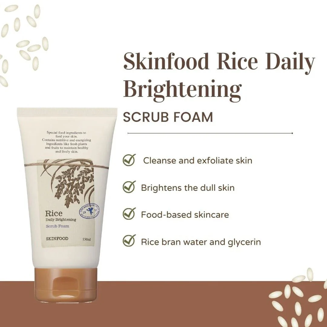 SKINFOOD Rice Daily Brightening Scrub Foam 150ml - Image 4